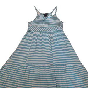 CHAPS striped camisole tie front keyhole flared hi-low sundress